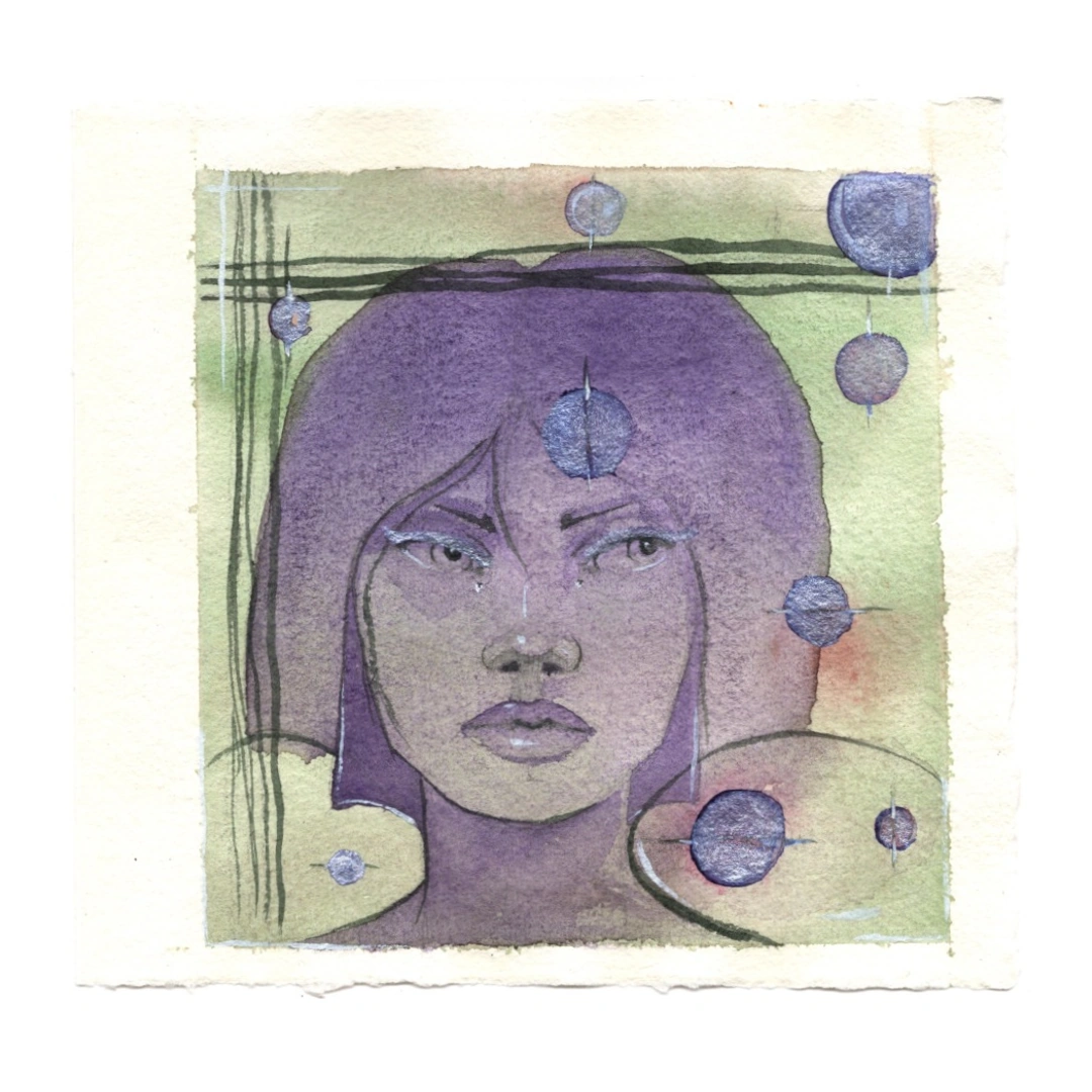 Orbit — Watercolour, 15 × 15 cm, by Alona Petliarska