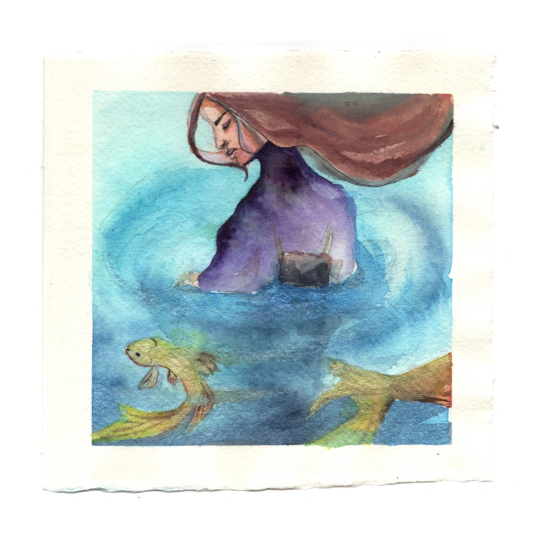 Below The Surface — watercolour, 15 × 15 cm, by Alona Petliarska