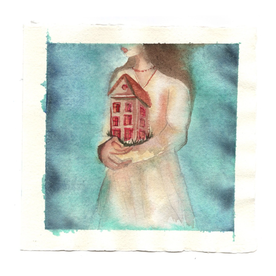 Home — watercolour, 15 × 15 cm, by Alona Petliarska