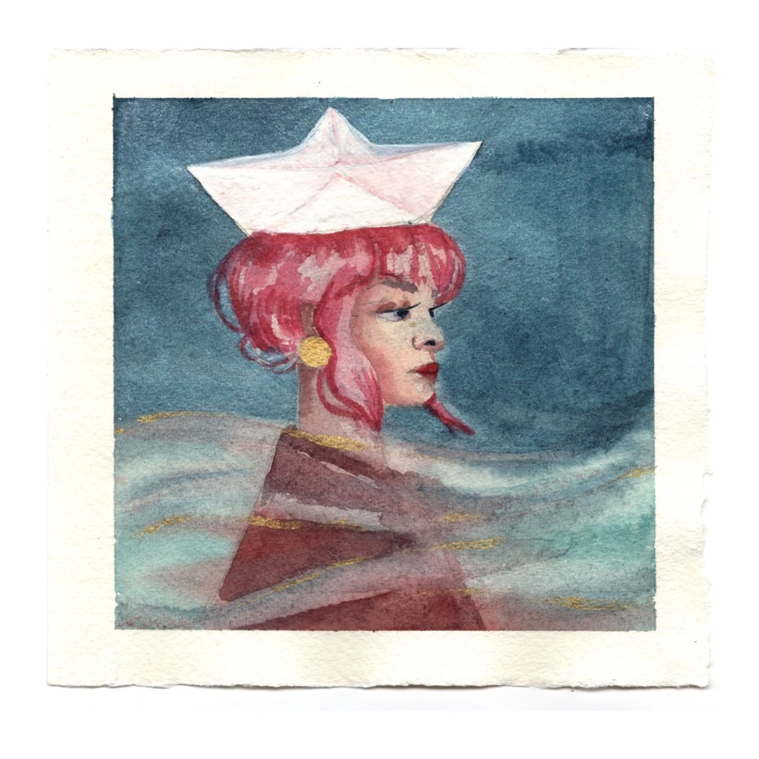 Sail — watercolour, 15 × 15 cm, by Alona Petliarska