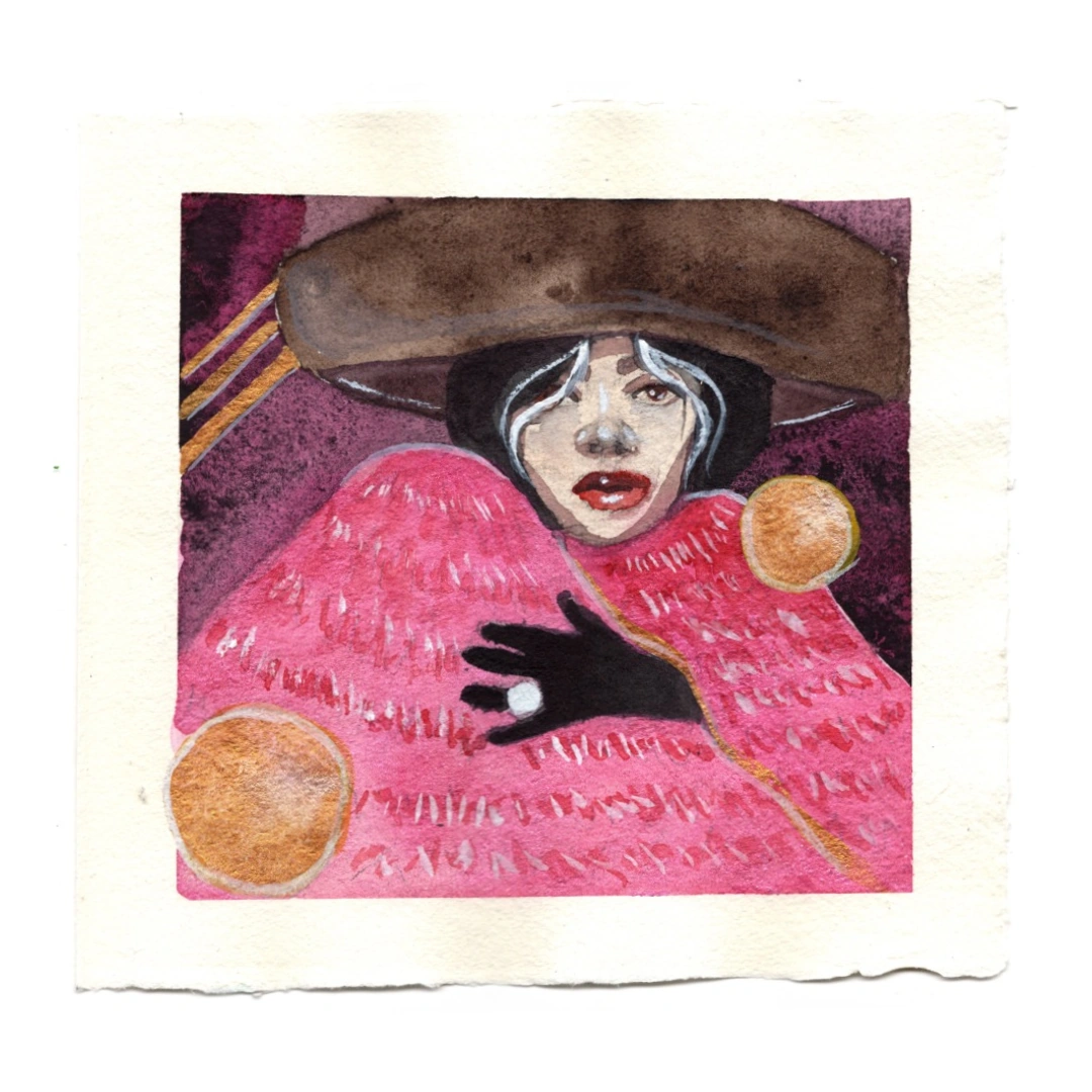 Self Possessed — watercolour, 15 × 15 cm, by Alona Petliarska