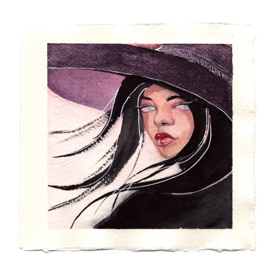 Veiled — Work on paper, 15 × 15 cm, by Alona Petliarska