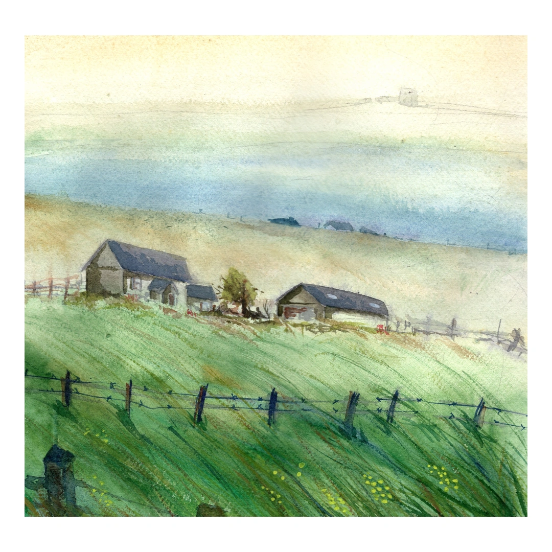 Day In Orkney — watercolour, 30 × 30 cm, by Alona Petliarska