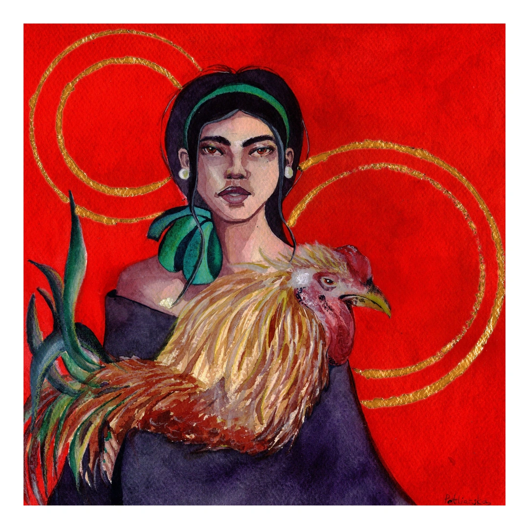 Not Alone — Watercolour & gold leaf on paper, 30 × 30 cm, by Alona Petliarska