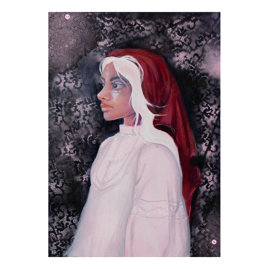 Morena — Oil & textile, 64 × 47.5 cm, by Alona Petliarska