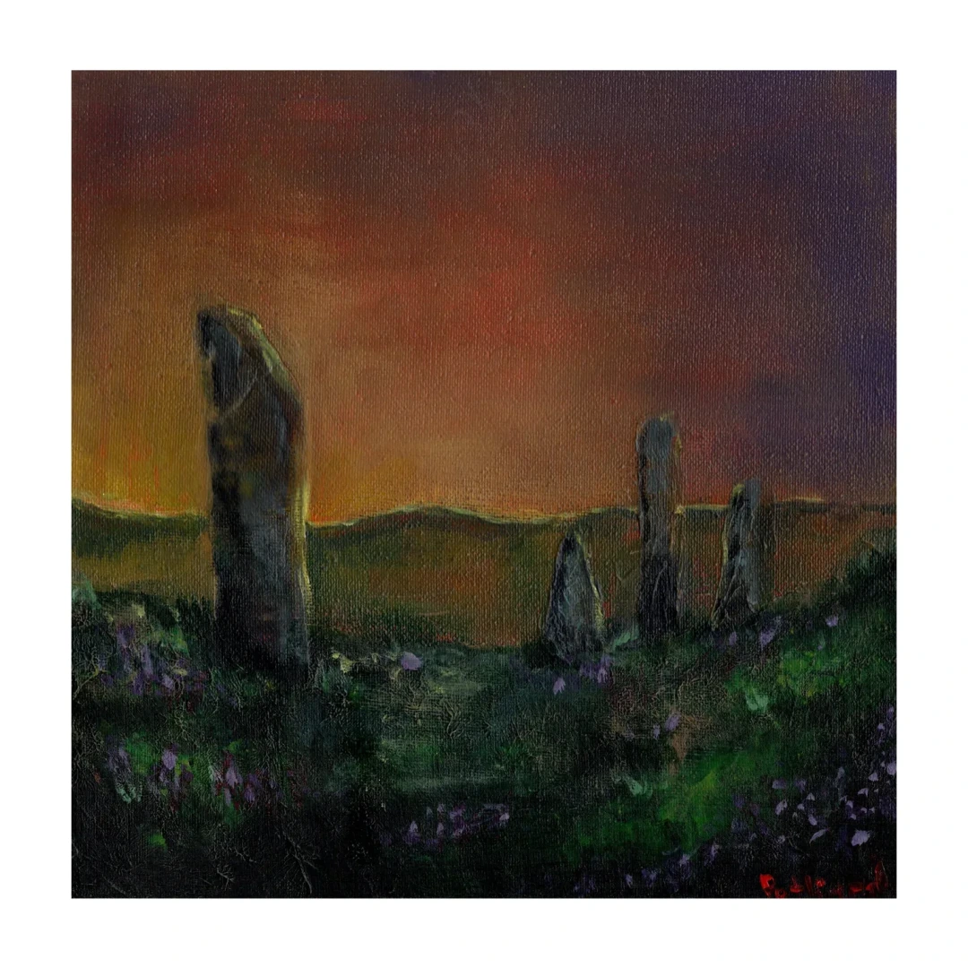 Sunset. Ring of Brodgar — Acrylic, 30 × 30 cm, by Alona Petliarska