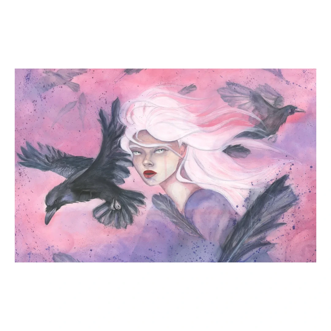 Mara — Our Dark Duet — Watercolour, pencil & acrylic on paper, 79 × 60 cm, by Alona Petliarska