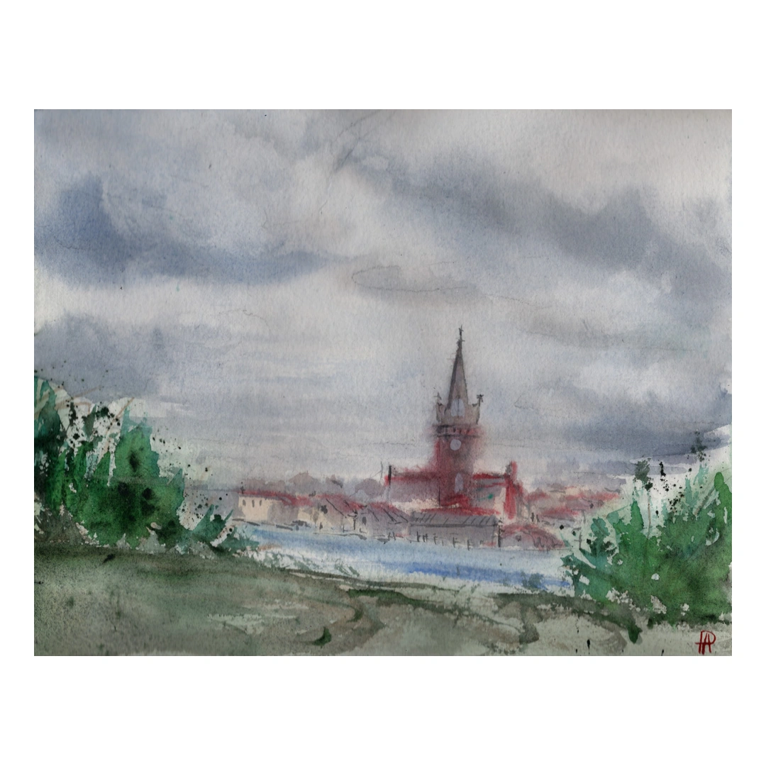 Rainy Day — Watercolour, 30 × 24.5 cm, by Alona Petliarska