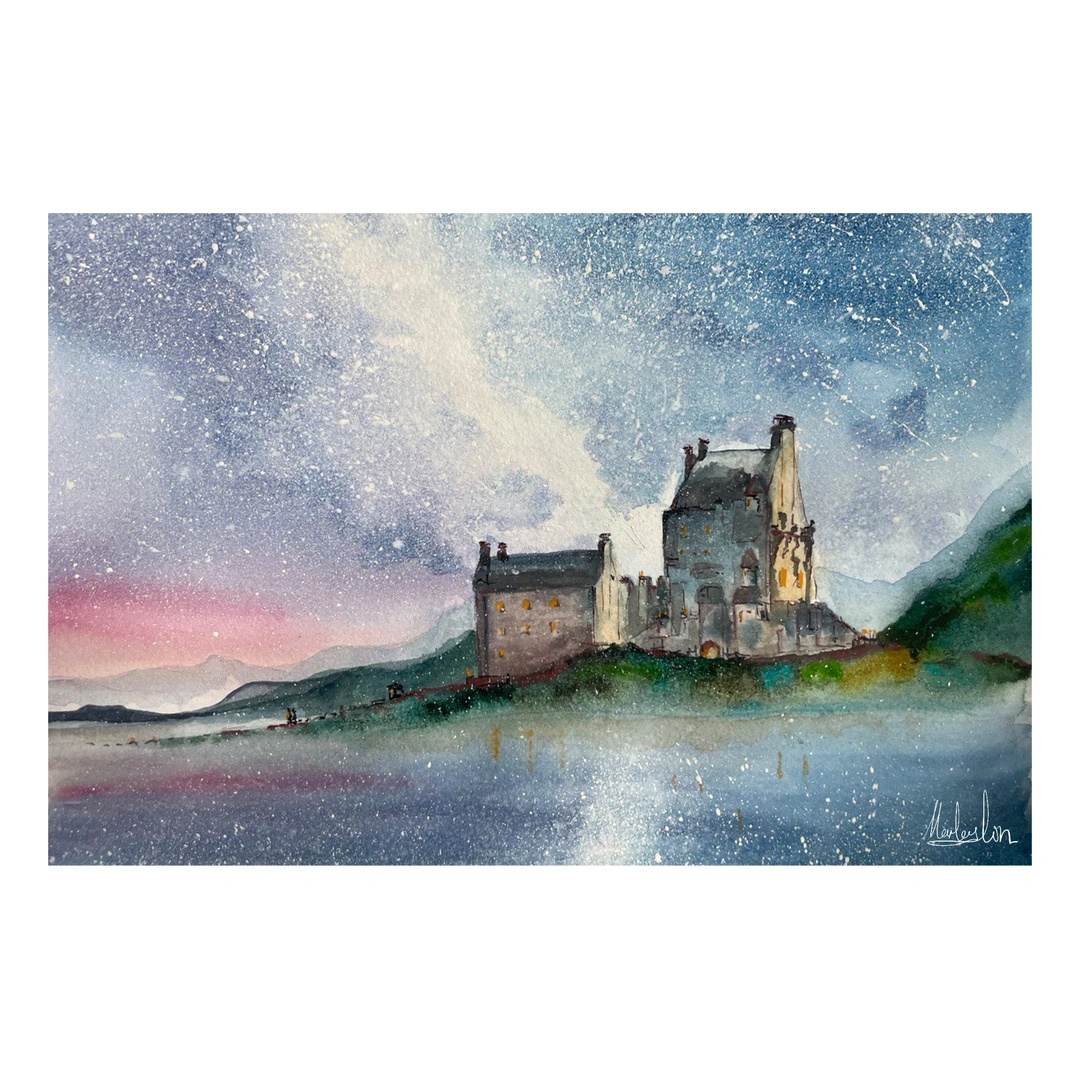 Eilean Donan Castle — Watercolour, 27 × 37 cm, by Alona Petliarska