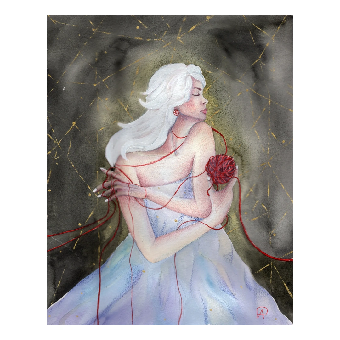 Tangle of Fate — Watercolour & pencil on paper, 29.5 × 36.5 cm, by Alona Petliarska