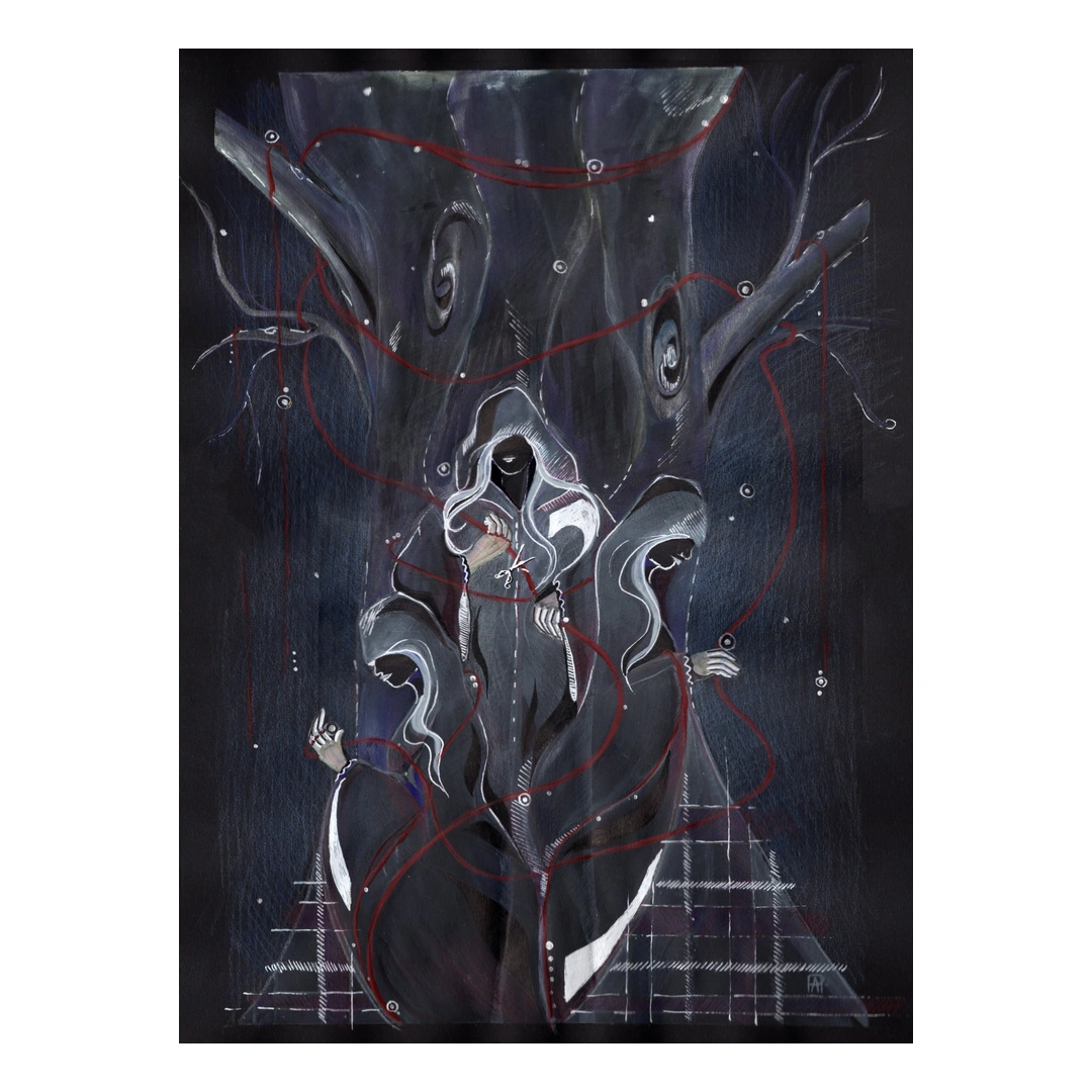 The Norns — Ink, pencil & acrylic, 30 × 42 cm, by Alona Petliarska