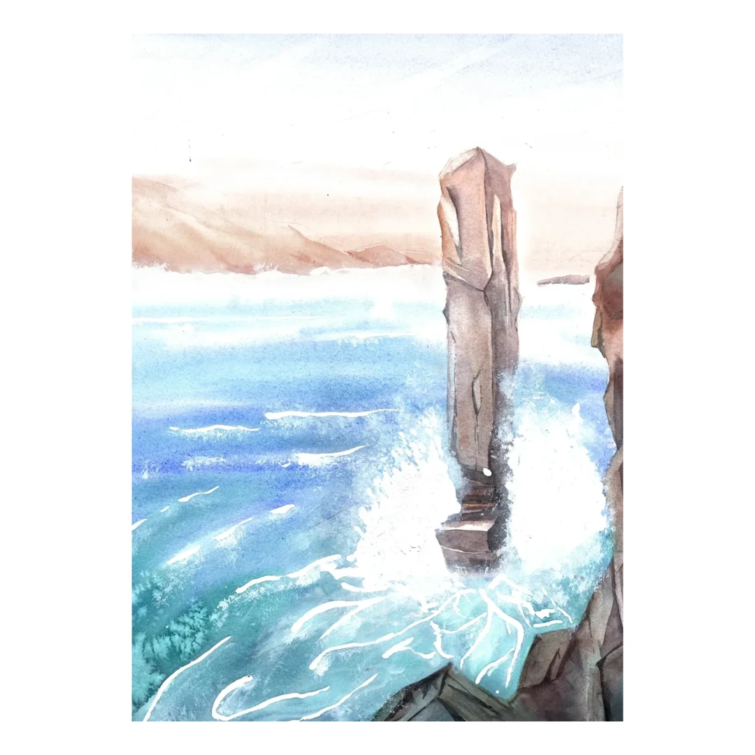 Yesnaby — Watercolour, 27.5 × 39.4 cm, by Alona Petliarska