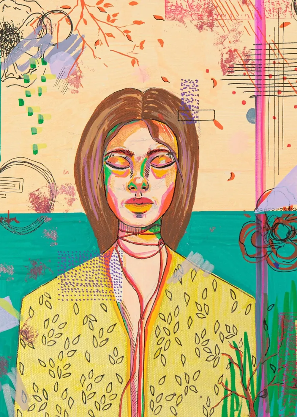 Inner Bloom — Acrylic & mixed media on canvas painting by Alona Petliarska, 2025