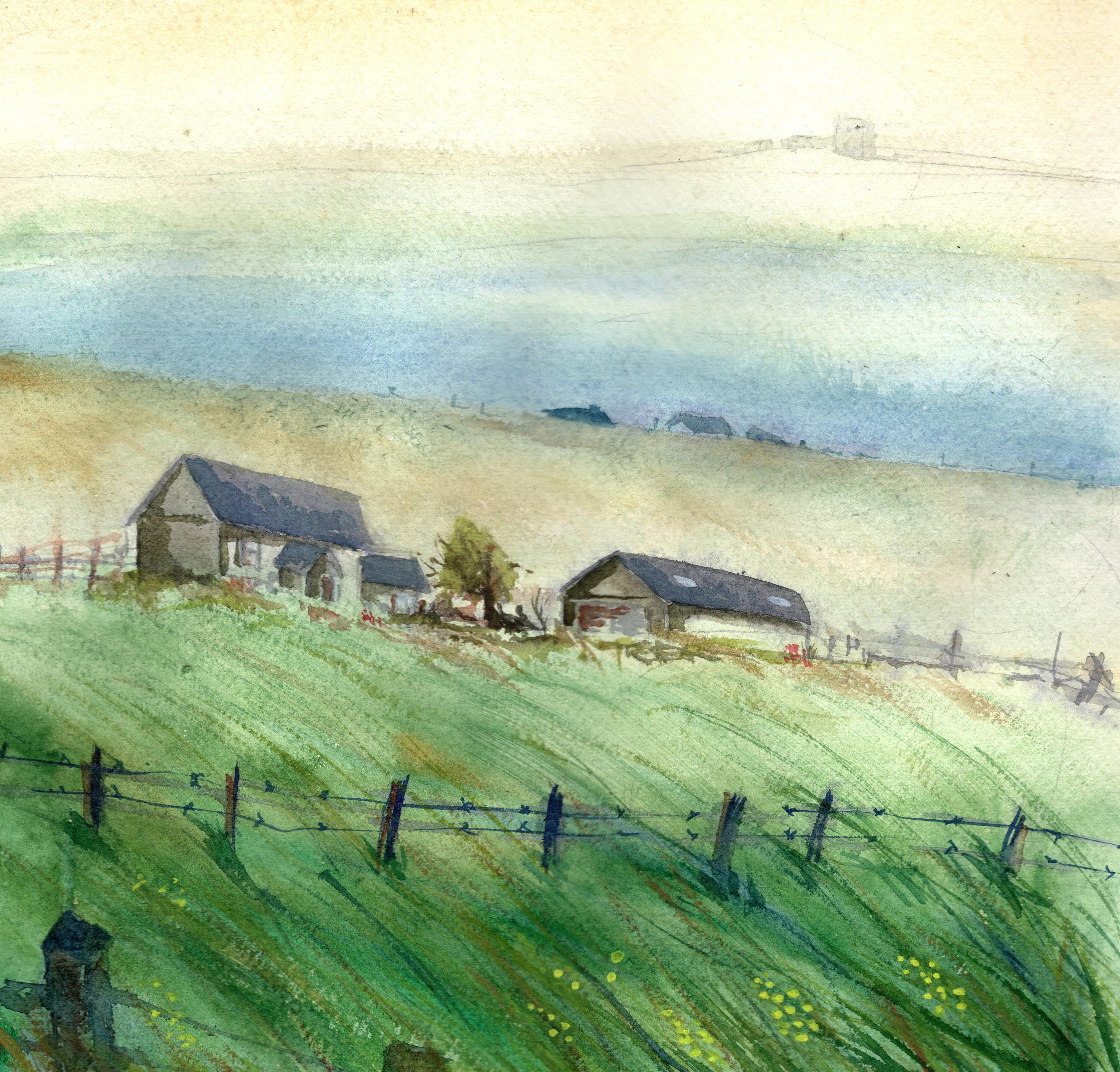 Orkney Landscape — Watercolour on paper painting by Alona Petliarska, 2026