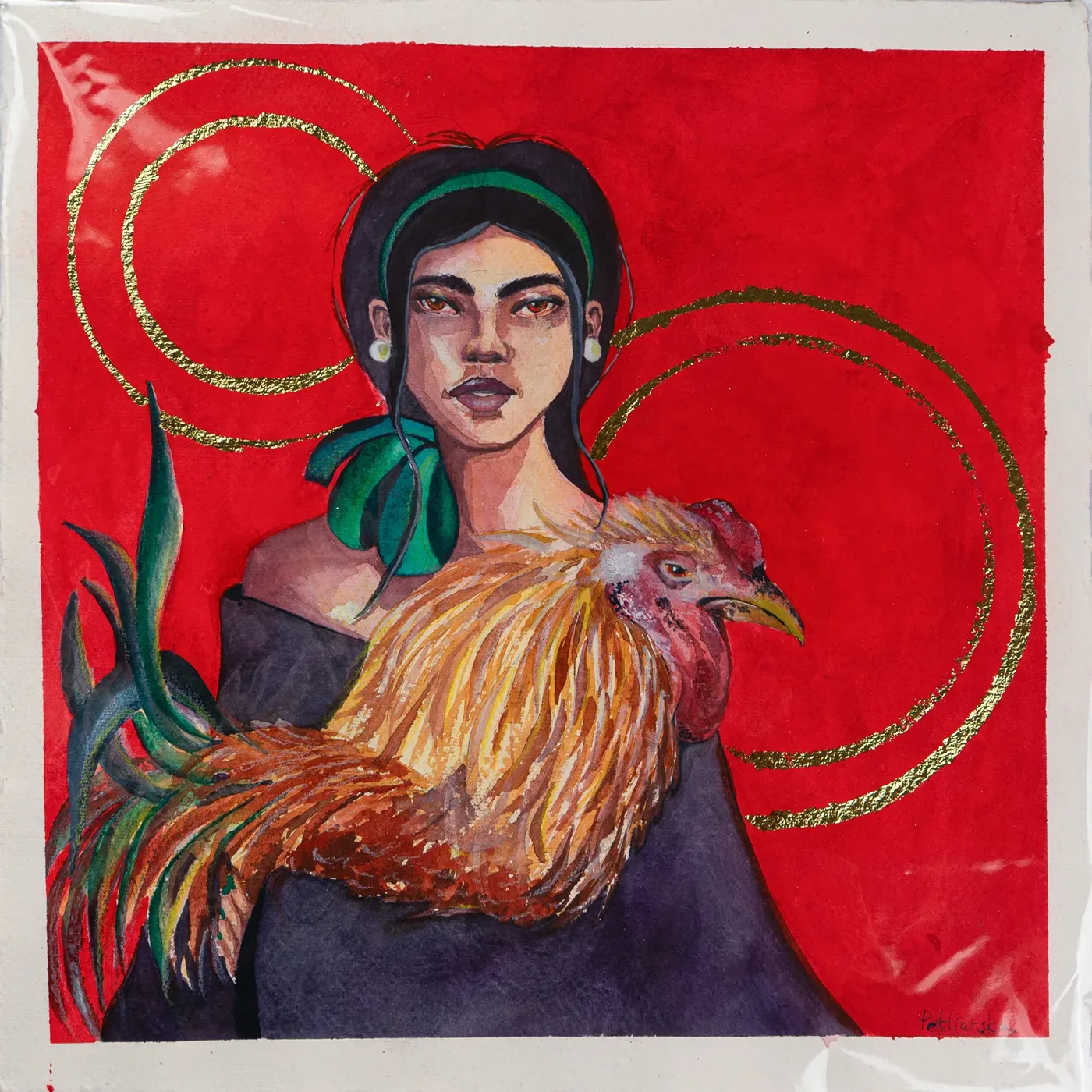 Not Alone — Watercolour & gold leaf on paper painting by Alona Petliarska, 2025