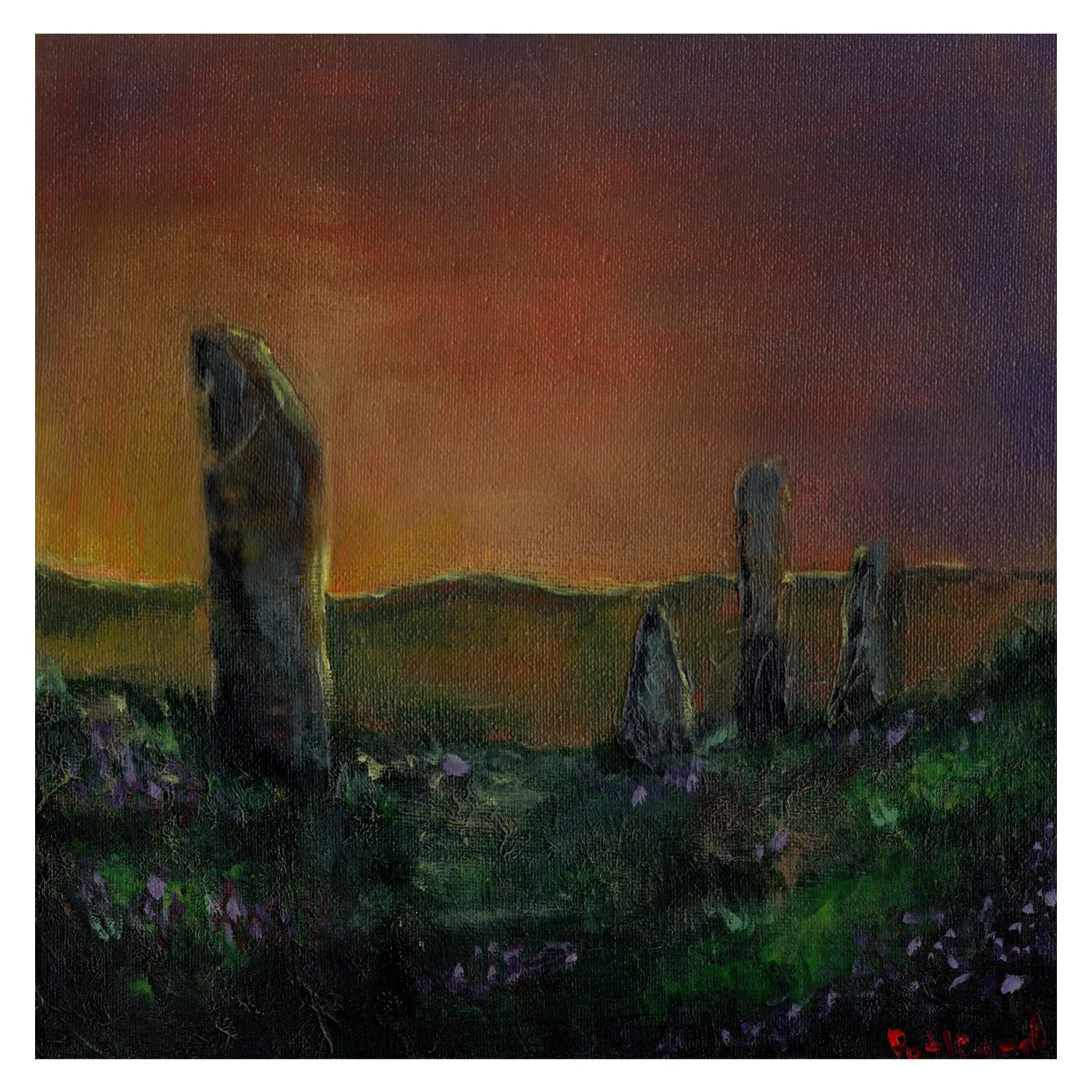 Sunset. Ring of Brodgar — Oil on canvas painting by Alona Petliarska, 2025