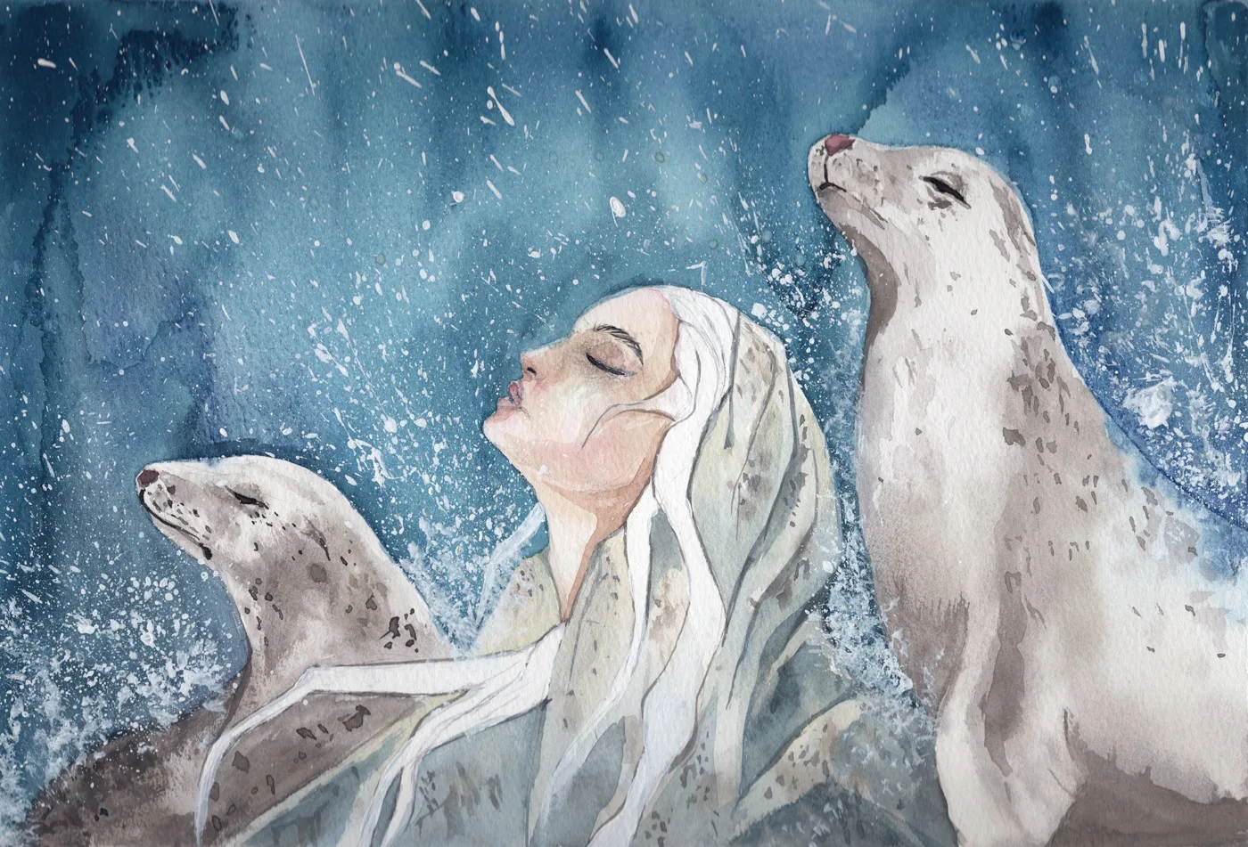 Selkie — Watercolour on paper by Alona Petliarska, 2023