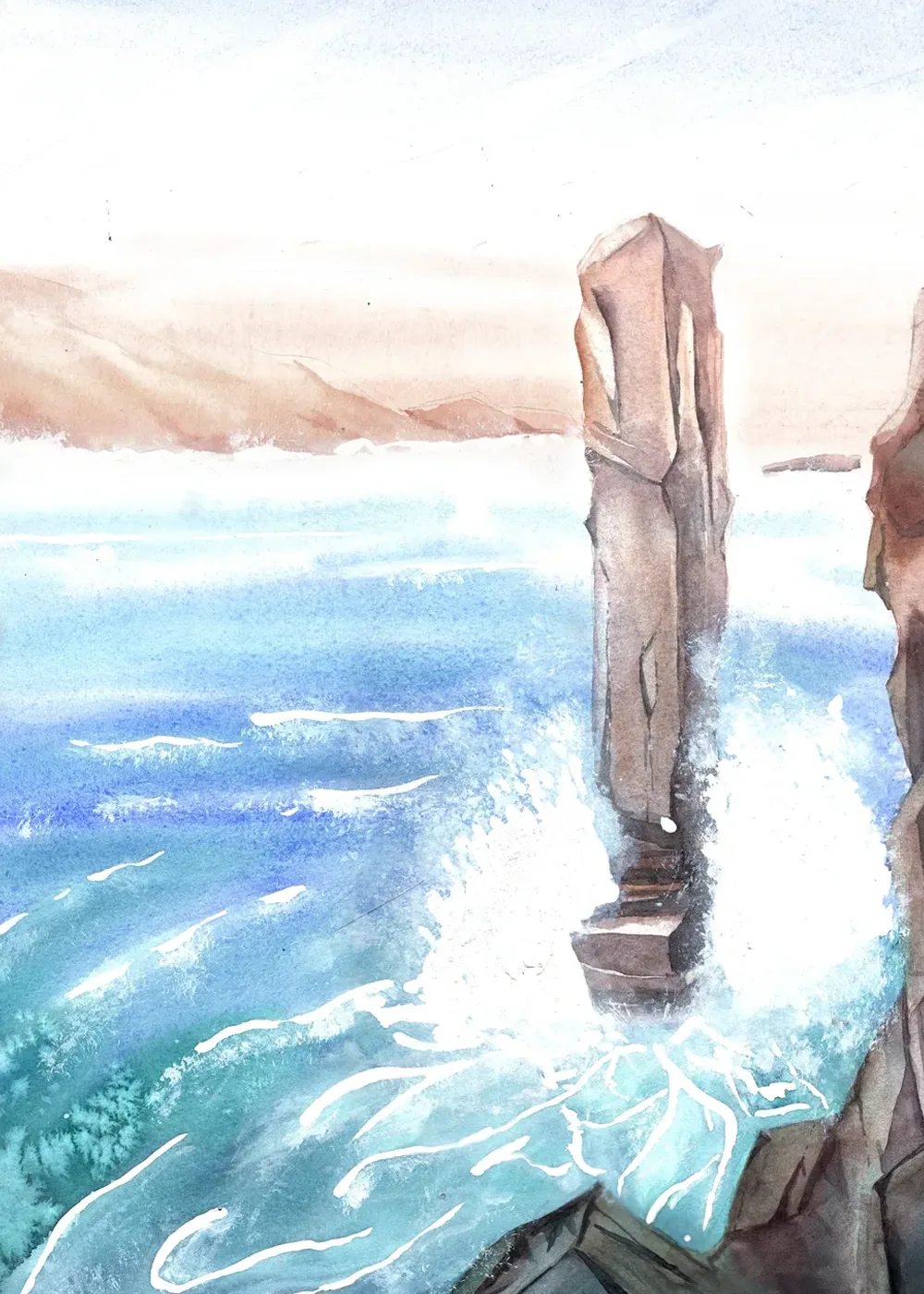 Yesnaby — Watercolour on paper painting by Alona Petliarska, 2025